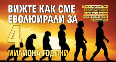 Вижте как сме еволюирали за 4 милиона години