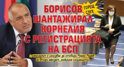 Горещ слух: Борисов шантажирал Корнелия с регистрацията на БСП 