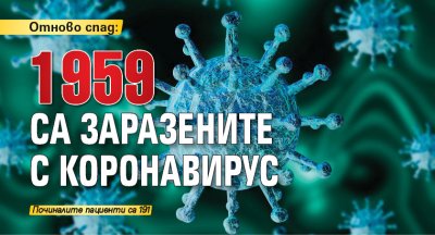 Отново спад: 1959 са заразените с коронавирус 