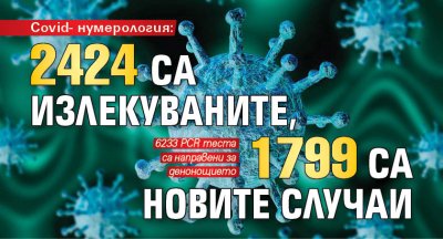 Covid-нумерология: 2424 са излекуваните, 1799 са новите случаи