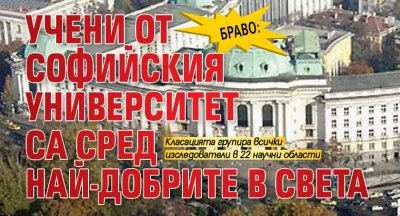 Браво: Учени от Софийския университет са сред най-добрите в света