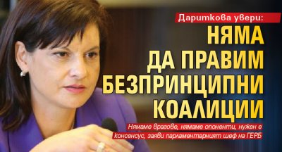 Дариткова увери: Няма да правим безпринципни коалиции